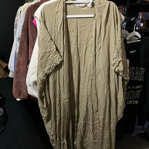 Tan Open Front Cardigan